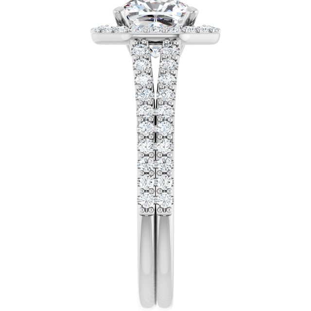 2.30 Tcw Cushion Lab-Grown D/VVS2+ Geometric Halo Engagement Ring in PLAT | ViewE