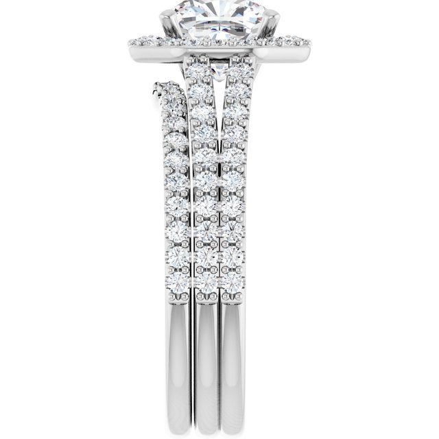 2.30 Tcw Cushion Lab-Grown D/VVS2+ Geometric Halo Engagement Ring in PLAT | AllComponents_ViewE