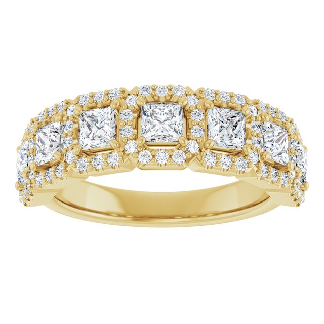 Seven Stone 1.63 Square Lab-Grown GH/VS2+ Anniversary Ring in 18KY | ViewS Seven Stone 1.63 Square Lab-Grown GH/VS2+ Anniversary Ring in 18KY | ViewS