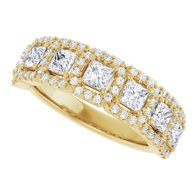 Seven Stone 1.63 Square Lab-Grown GH/VS2+ Anniversary Ring in 18KY | View5 Seven Stone 1.63 Square Lab-Grown GH/VS2+ Anniversary Ring in 18KY | View5