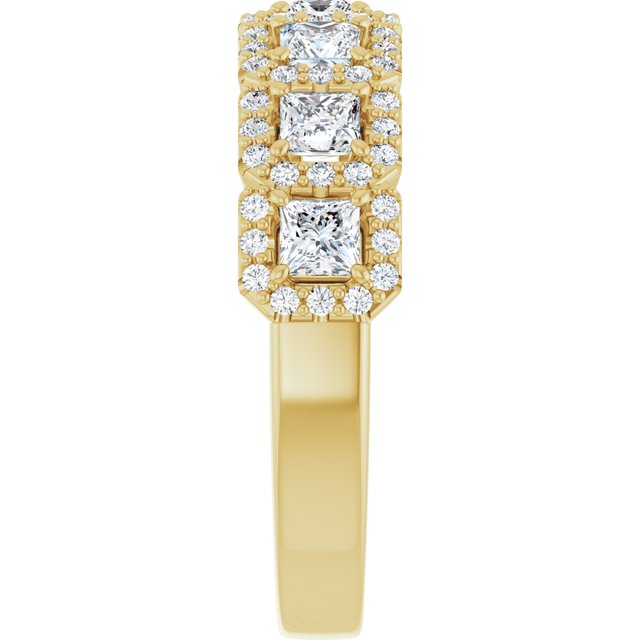 Seven Stone 1.24 Square Diamond EF/VS1+ Anniversary Ring in 18KY | ViewE