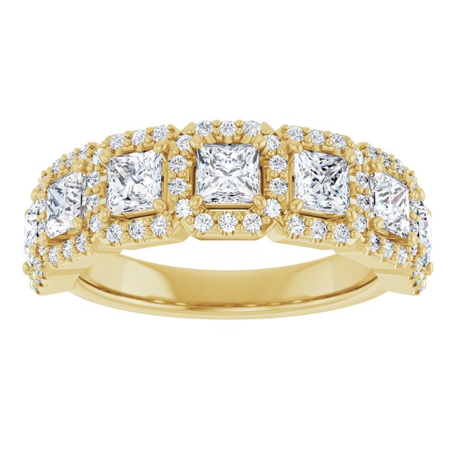 Seven Stone 2.19 Square Diamond GH/VS2+ Anniversary Ring in 14KY | ViewS Seven Stone 2.19 Square Diamond GH/VS2+ Anniversary Ring in 14KY | ViewS