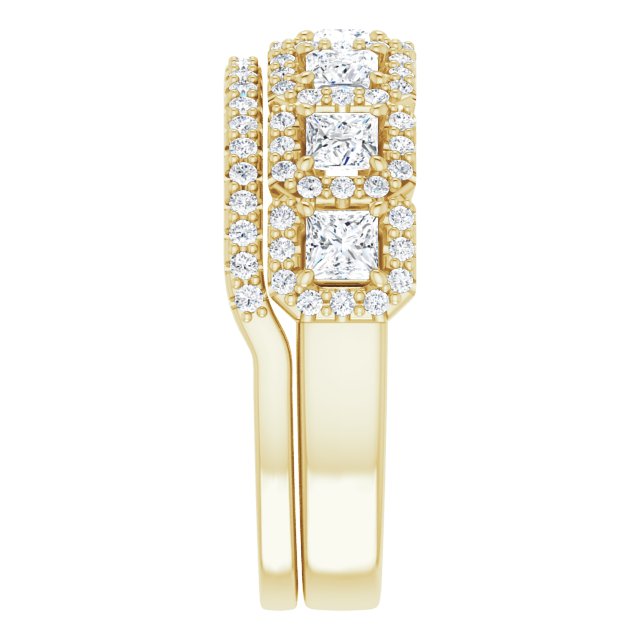 Seven Stone 1.24 Square Diamond EF/VS1+ Anniversary Ring in 18KY | AllComponents_ViewE