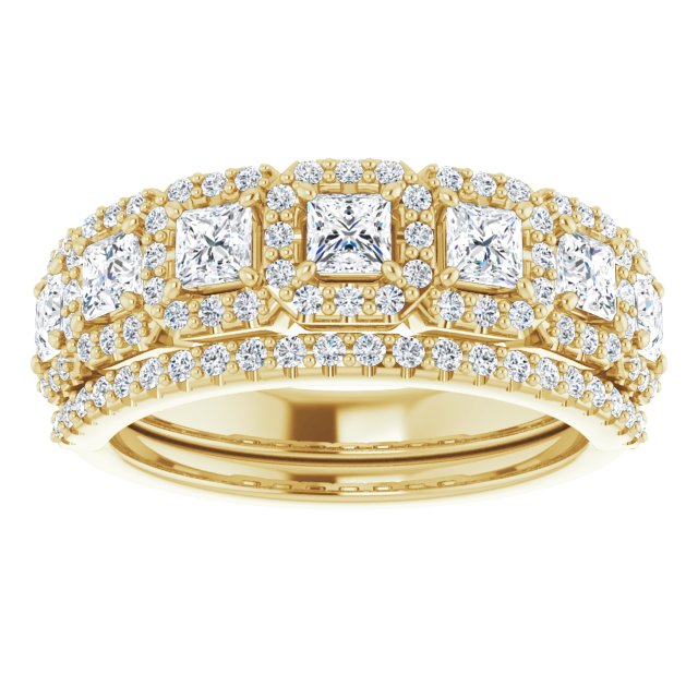 Seven Stone 1.24 Square Diamond EF/VS1+ Anniversary Ring in 18KY | AllComponents_ViewS