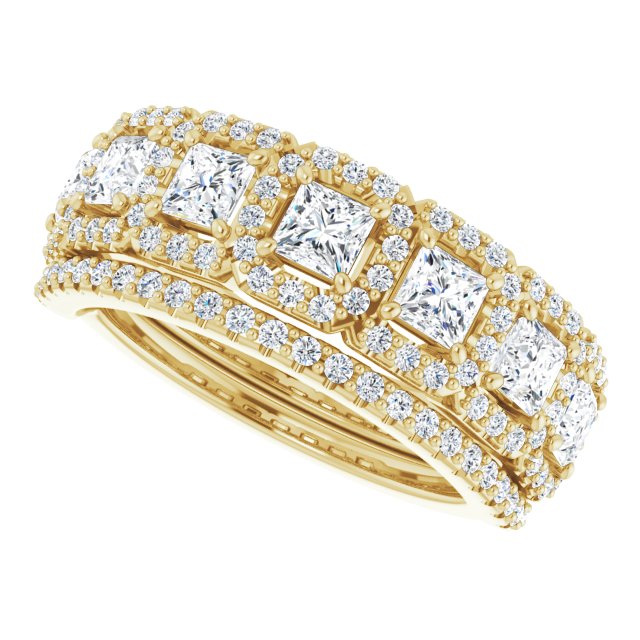 Seven Stone 1.63 Square Lab-Grown GH/VS2+ Anniversary Ring in 18KY | AllComponents_View5 Seven Stone 1.63 Square Lab-Grown GH/VS2+ Anniversary Ring in 18KY | AllComponents_View5