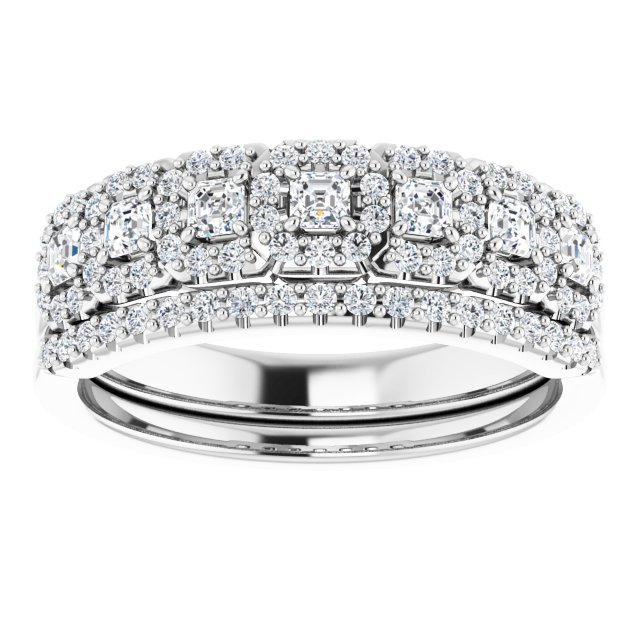 0.68 Tcw Asscher Lab-Grown EF/VS1+ Seven Stone Anniversary Ring