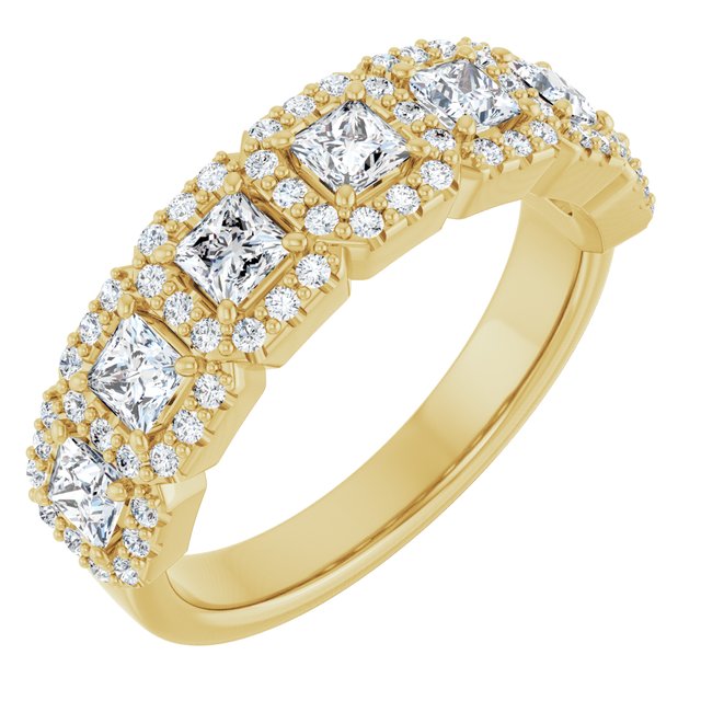 Seven Stone 1.24 Square Diamond EF/VS1+ Anniversary Ring in 18KY | ViewA