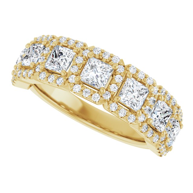 Seven Stone 2.19 Square Diamond GH/VS2+ Anniversary Ring in 14KY | View5 Seven Stone 2.19 Square Diamond GH/VS2+ Anniversary Ring in 14KY | View5