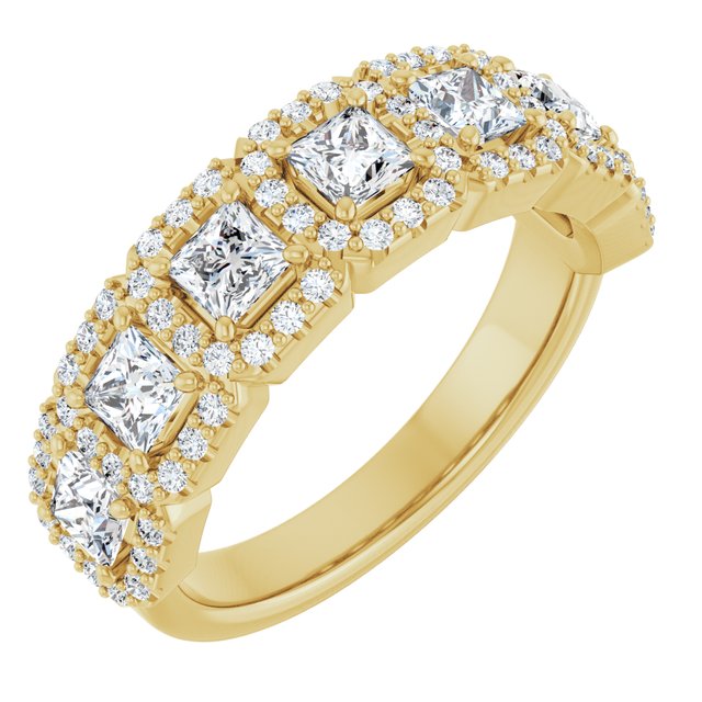Seven Stone 1.63 Square Lab-Grown GH/VS2+ Anniversary Ring in 18KY | ViewA Seven Stone 1.63 Square Lab-Grown GH/VS2+ Anniversary Ring in 18KY | ViewA