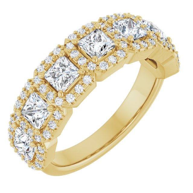 Seven Stone 2.19 Square Diamond GH/VS2+ Anniversary Ring in 14KY | ViewA Seven Stone 2.19 Square Diamond GH/VS2+ Anniversary Ring in 14KY | ViewA