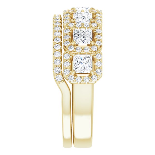 Seven Stone 1.63 Square Lab-Grown GH/VS2+ Anniversary Ring in 18KY | AllComponents_ViewE Seven Stone 1.63 Square Lab-Grown GH/VS2+ Anniversary Ring in 18KY | AllComponents_ViewE