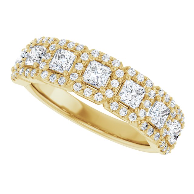 Seven Stone 1.24 Square Diamond EF/VS1+ Anniversary Ring in 18KY | View5