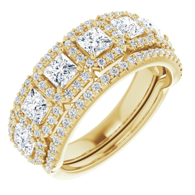 Seven Stone 2.19 Square Diamond GH/VS2+ Anniversary Ring in 14KY | AllComponents_ViewA Seven Stone 2.19 Square Diamond GH/VS2+ Anniversary Ring in 14KY | AllComponents_ViewA