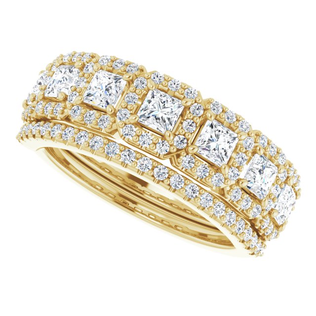 Seven Stone 1.24 Square Diamond EF/VS1+ Anniversary Ring in 18KY | AllComponents_View5