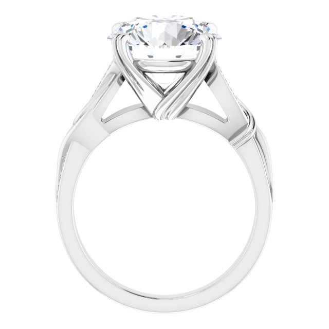 4.79 Round Moissanite DEF/VVS Twisted Sidestone Engagement Ring in 14KW | ViewB_4 4.79 Round Moissanite DEF/VVS Twisted Sidestone Engagement Ring in 14KW | ViewB_4