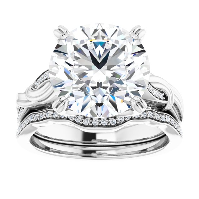4.79 Round Moissanite DEF/VVS Twisted Sidestone Engagement Ring in 14KW | AllComponents_ViewS 4.79 Round Moissanite DEF/VVS Twisted Sidestone Engagement Ring in 14KW | AllComponents_ViewS