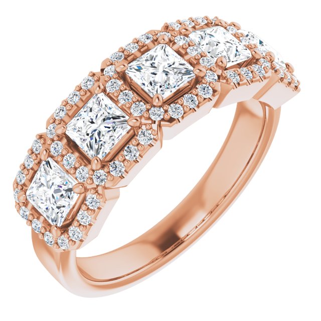 Five Stone 1.65 Square Diamond EF/VS1+ Anniversary Ring in 18KR | ViewA Five Stone 1.65 Square Diamond EF/VS1+ Anniversary Ring in 18KR | ViewA