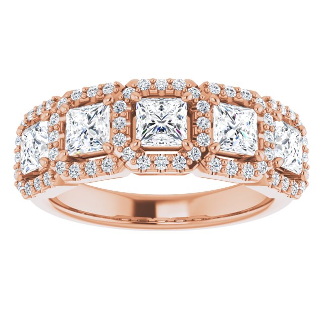 Five Stone 1.65 Square Diamond EF/VS1+ Anniversary Ring in 18KR | ViewS Five Stone 1.65 Square Diamond EF/VS1+ Anniversary Ring in 18KR | ViewS