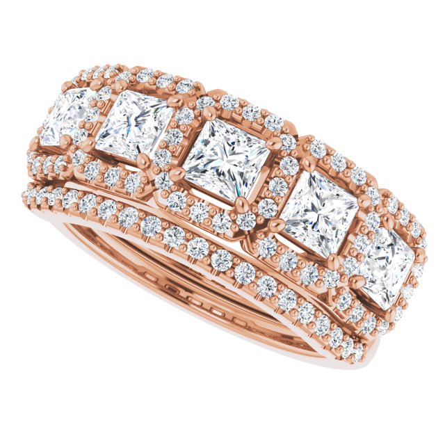 Five Stone 1.65 Square Diamond EF/VS1+ Anniversary Ring in 18KR | AllComponents_View5 Five Stone 1.65 Square Diamond EF/VS1+ Anniversary Ring in 18KR | AllComponents_View5