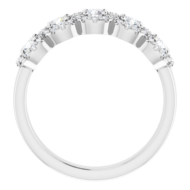 Five Stone 0.76 Round Moissanite DEF/VVS Anniversary Ring in 14KW | ViewB_4 Five Stone 0.76 Round Moissanite DEF/VVS Anniversary Ring in 14KW | ViewB_4