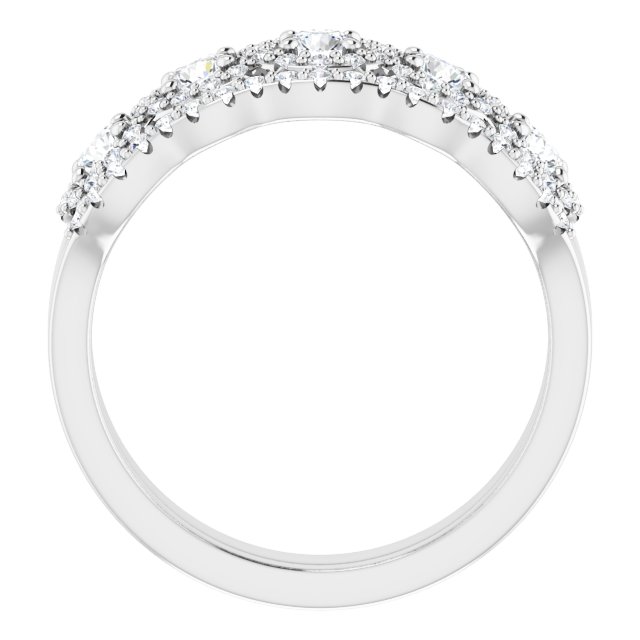 Five Stone 0.76 Round Moissanite DEF/VVS Anniversary Ring in 14KW | AllComponents_ViewB_4 Five Stone 0.76 Round Moissanite DEF/VVS Anniversary Ring in 14KW | AllComponents_ViewB_4