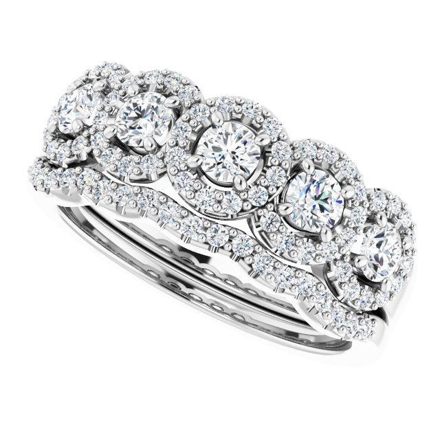 Five Stone 0.76 Round Moissanite DEF/VVS Anniversary Ring in 14KW | AllComponents_View5 Five Stone 0.76 Round Moissanite DEF/VVS Anniversary Ring in 14KW | AllComponents_View5