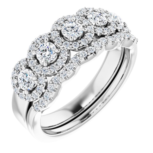 Five Stone 0.76 Round Moissanite DEF/VVS Anniversary Ring in 14KW | AllComponents_ViewA Five Stone 0.76 Round Moissanite DEF/VVS Anniversary Ring in 14KW | AllComponents_ViewA