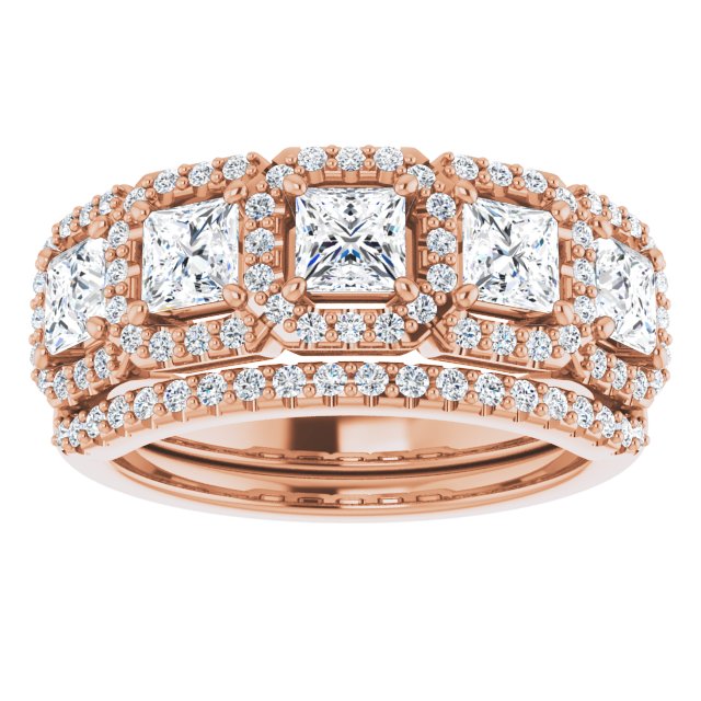 Five Stone 1.65 Square Diamond EF/VS1+ Anniversary Ring in 18KR | AllComponents_ViewS Five Stone 1.65 Square Diamond EF/VS1+ Anniversary Ring in 18KR | AllComponents_ViewS