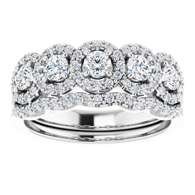 Five Stone 0.76 Round Moissanite DEF/VVS Anniversary Ring in 14KW | AllComponents_ViewS Five Stone 0.76 Round Moissanite DEF/VVS Anniversary Ring in 14KW | AllComponents_ViewS