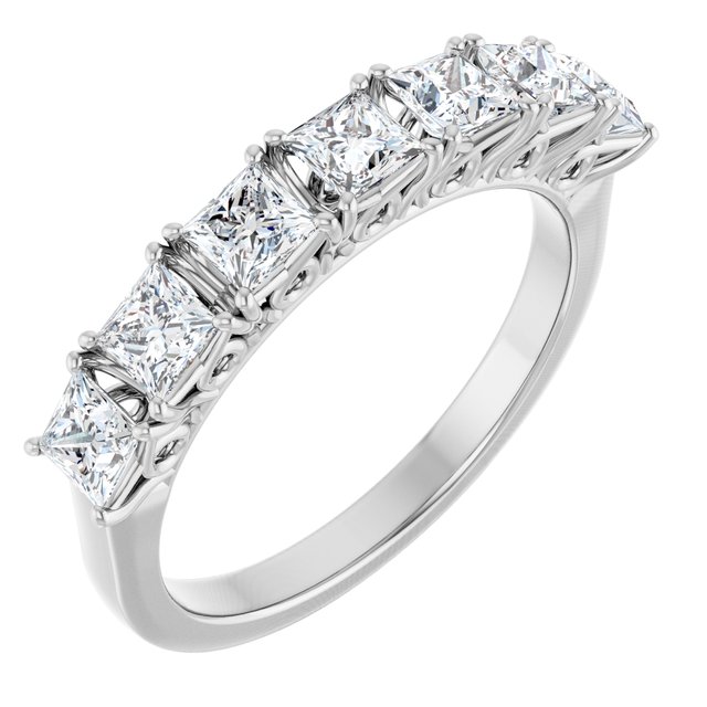Seven Stone 1.26 Square Diamond EF/VS1+ Anniversary Ring in PLAT | ViewA Seven Stone 1.26 Square Diamond EF/VS1+ Anniversary Ring in PLAT | ViewA