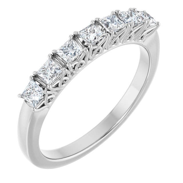 Seven Stone 0.56 Square Diamond EF/VS1+ Anniversary Ring in 14KW | ViewA Seven Stone 0.56 Square Diamond EF/VS1+ Anniversary Ring in 14KW | ViewA