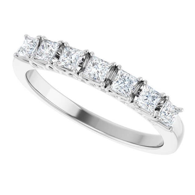 Seven Stone 0.56 Square Diamond EF/VS1+ Anniversary Ring in 14KW | View5 Seven Stone 0.56 Square Diamond EF/VS1+ Anniversary Ring in 14KW | View5