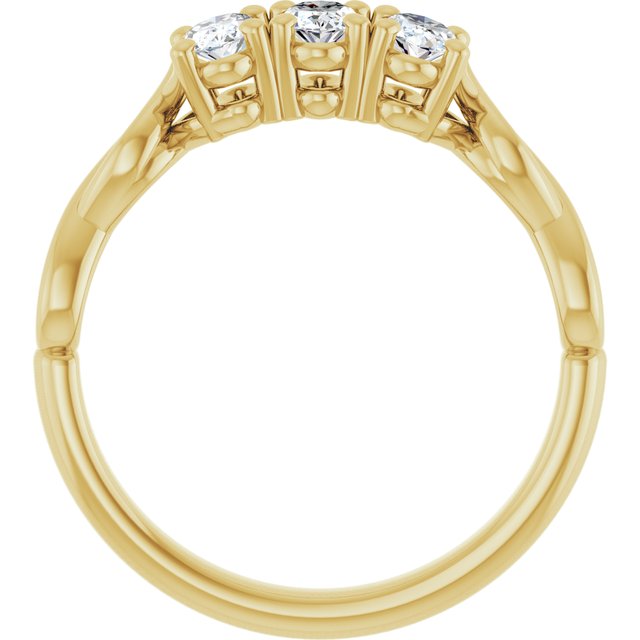 0.78 tcw Oval Lab-Grown D/VVS2+ Infinity Three Stone Anniversary Ring in 14KY | ViewB_4