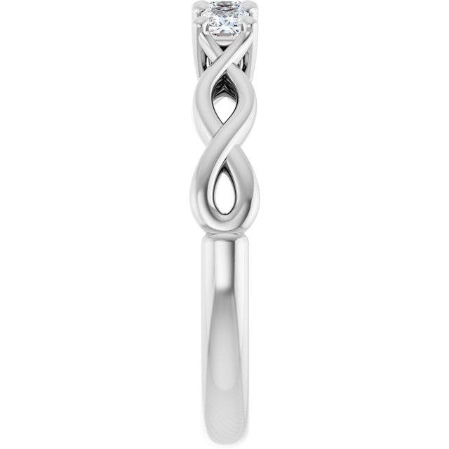 0.36 tcw Square Lab-Grown EF/VS1+ Infinity Three Stone Anniversary Ring in 14KW | ViewE