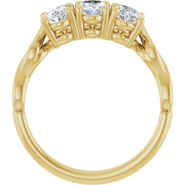 1.50 tcw Oval Diamond D/VVS2+ Infinity Three Stone Anniversary Ring in 14KY | ViewB_4