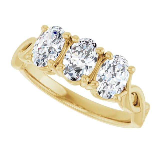 1.50 tcw Oval Diamond D/VVS2+ Infinity Three Stone Anniversary Ring in 14KY | View5