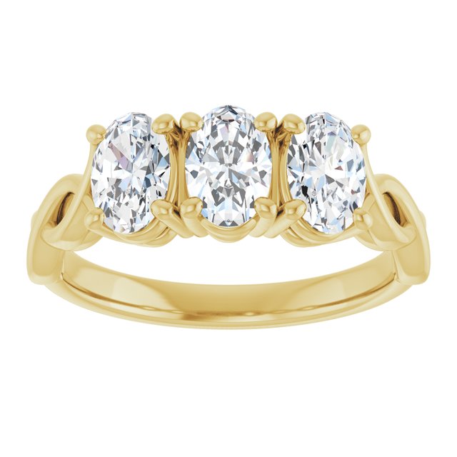 1.50 tcw Oval Diamond D/VVS2+ Infinity Three Stone Anniversary Ring in 14KY | ViewS