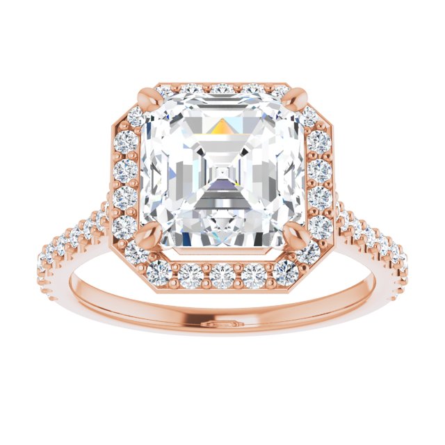 3.48 Tcw Asscher Lab-Grown GH/VS2+ Suspended Halo Engagement Ring in 18KR | ViewS 3.48 Tcw Asscher Lab-Grown GH/VS2+ Suspended Halo Engagement Ring in 18KR | ViewS