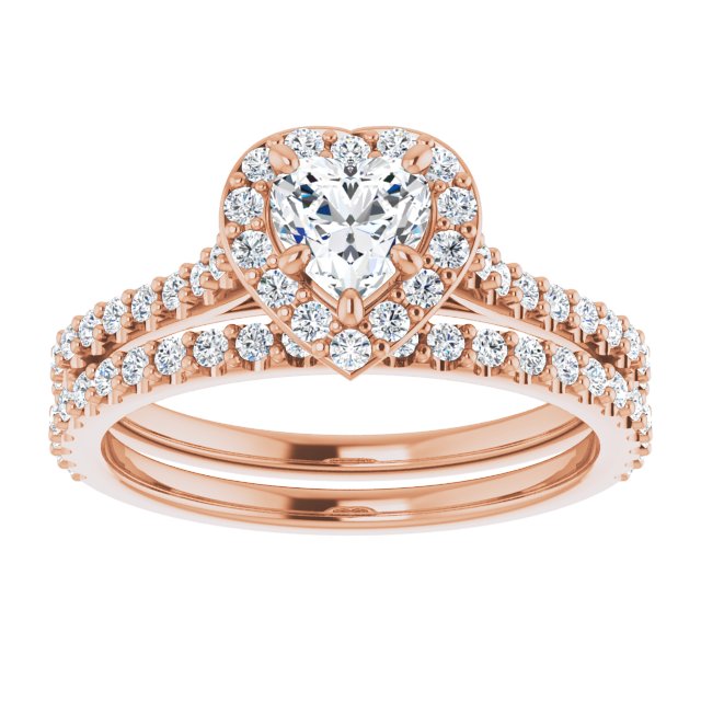 0.90 Tcw Heart Diamond EF/VS1+ Suspended Halo Engagement Ring in 14KR | AllComponents_ViewS