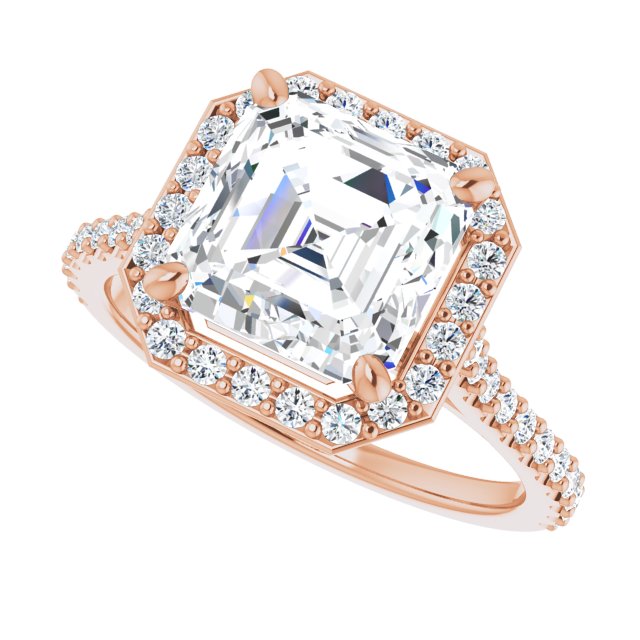 3.48 Tcw Asscher Lab-Grown GH/VS2+ Suspended Halo Engagement Ring in 18KR | View5 3.48 Tcw Asscher Lab-Grown GH/VS2+ Suspended Halo Engagement Ring in 18KR | View5