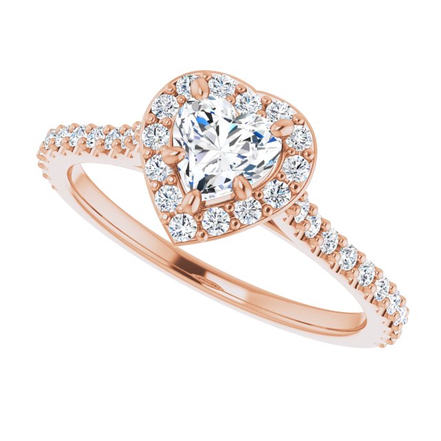 0.90 Tcw Heart Diamond EF/VS1+ Suspended Halo Engagement Ring in 14KR | View5