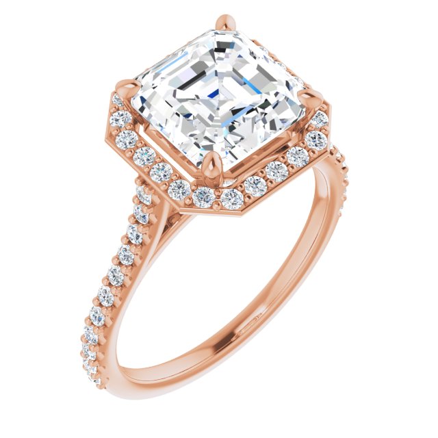3.48 Tcw Asscher Lab-Grown GH/VS2+ Suspended Halo Engagement Ring in 18KR | ViewA 3.48 Tcw Asscher Lab-Grown GH/VS2+ Suspended Halo Engagement Ring in 18KR | ViewA