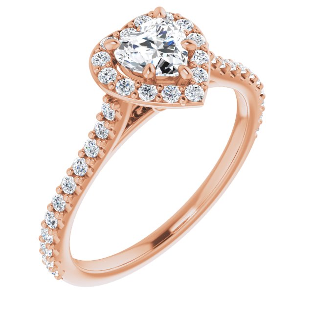 0.90 Tcw Heart Diamond EF/VS1+ Suspended Halo Engagement Ring in 14KR | ViewA