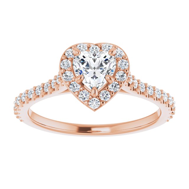 0.90 Tcw Heart Diamond EF/VS1+ Suspended Halo Engagement Ring in 14KR | ViewS