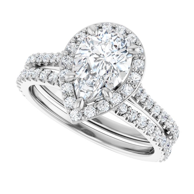 1.94 Tcw Pear Lab-Grown EF/VS1+ Suspended Halo Engagement Ring in 18KW | AllComponents_View5