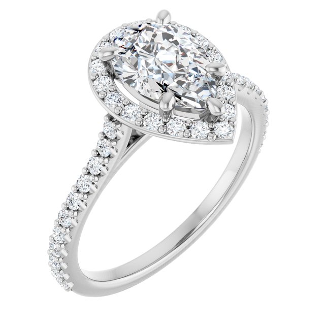 1.94 Tcw Pear Lab-Grown EF/VS1+ Suspended Halo Engagement Ring in 18KW | ViewA