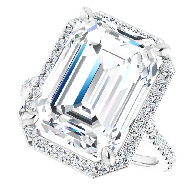 9.06 Tcw Emerald Lab-Grown GH/VS2+ Suspended Halo Engagement Ring in 14KW | View5 9.06 Tcw Emerald Lab-Grown GH/VS2+ Suspended Halo Engagement Ring in 14KW | View5