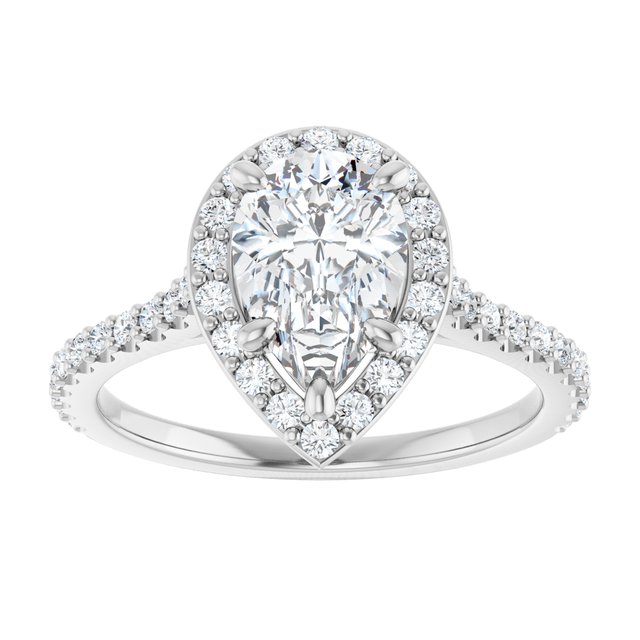 1.94 Tcw Pear Lab-Grown EF/VS1+ Suspended Halo Engagement Ring in 18KW | ViewS