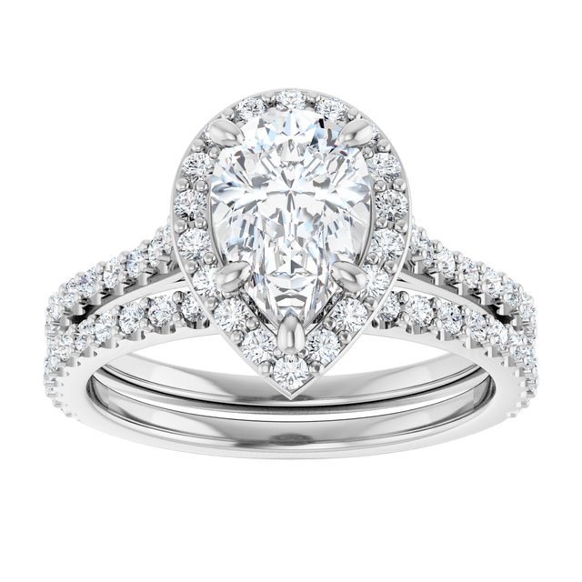 1.94 Tcw Pear Lab-Grown EF/VS1+ Suspended Halo Engagement Ring in 18KW | AllComponents_ViewS