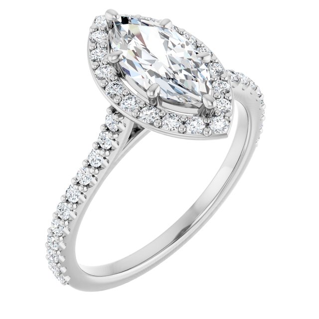 1.44 Tcw Marquise Diamond D/VVS2+ Suspended Halo Engagement Ring in PLAT | ViewA 1.44 Tcw Marquise Diamond D/VVS2+ Suspended Halo Engagement Ring in PLAT | ViewA
